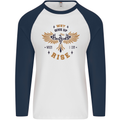 Rising Pheonix Motivational Message Quote Mens L/S Baseball T-Shirt White/Navy Blue