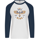 Rising Pheonix Motivational Message Quote Mens L/S Baseball T-Shirt White/Navy Blue