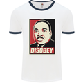 Disobey Martin Luther King Black Lives Matter Mens Ringer T-Shirt White/Navy Blue