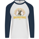 A Dalmatian Dog Mens L/S Baseball T-Shirt White/Navy Blue