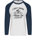 I Don't Snore Motorbike Biker Motorcycle Mens L/S Baseball T-Shirt White/Navy Blue