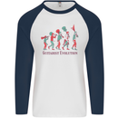 Evolution of a Guitarist Mens L/S Baseball T-Shirt White/Navy Blue