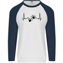 Lizard ECG Gekko Pulse Bearded Dragon Mens L/S Baseball T-Shirt White/Navy Blue