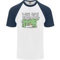 T-Rex Hates Pushups Dinosaur Funny Mens S/S Baseball T-Shirt White/Navy Blue