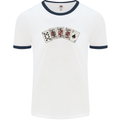 Spade Flush Poker Mens Ringer T-Shirt White/Navy Blue