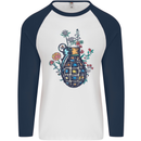 Peace Grenade Anti-War Pacifist World Hippy Mens L/S Baseball T-Shirt White/Navy Blue