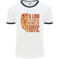 Christianity Lion Quote Religion Christian Mens Ringer T-Shirt White/Navy Blue