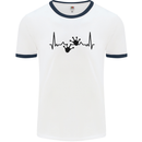 Lizard ECG Gekko Pulse Bearded Dragon Mens Ringer T-Shirt White/Navy Blue