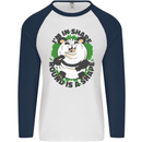 Panda Bear Funny Overweight Fat Humour Mens L/S Baseball T-Shirt White/Navy Blue