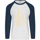 A Violin Cello Mens L/S Baseball T-Shirt White/Navy Blue