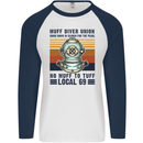 No Muff To Tuff Funny Scuba Diving Diver Mens L/S Baseball T-Shirt White/Navy Blue