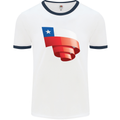 Curled Chile Flag Chilean Day Football Mens Ringer T-Shirt White/Navy Blue