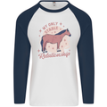 Equestrian Horse My Only Stable Relationship Mens L/S Baseball T-Shirt White/Navy Blue