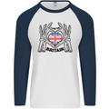 I Love You Great Britain Union Jack Flag UK Mens L/S Baseball T-Shirt White/Navy Blue