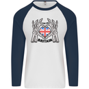 I Love You Great Britain Union Jack Flag UK Mens L/S Baseball T-Shirt White/Navy Blue
