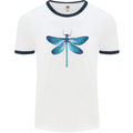 A Blue Dragonfly Mens Ringer T-Shirt White/Navy Blue