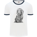 A Dachshund Dog Mens Ringer T-Shirt White/Navy Blue