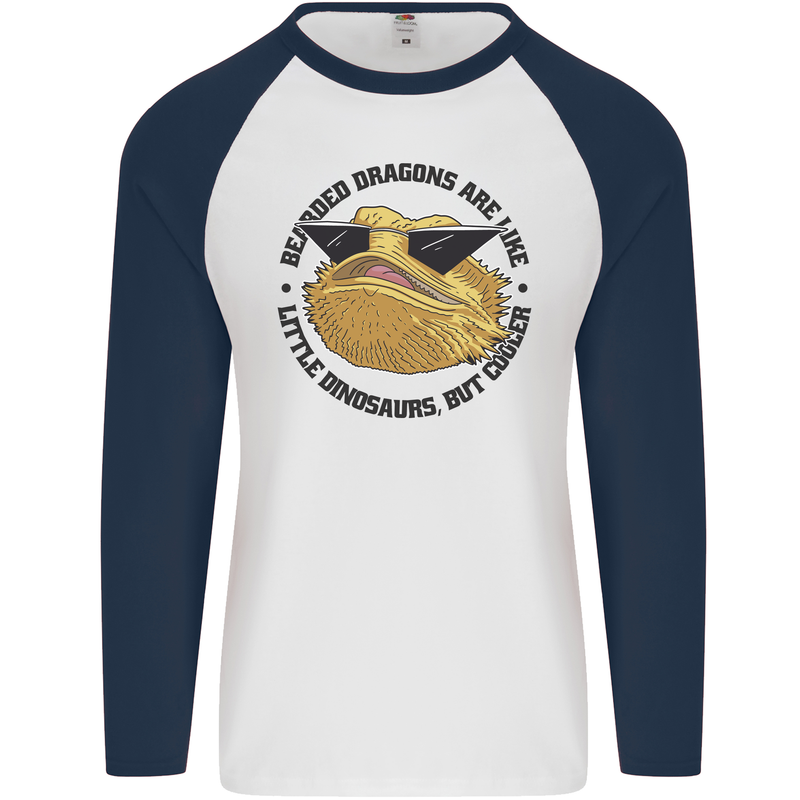 Bearded Dragons Are Like Little Dinosaurs Mens L/S Baseball T-Shirt White/Navy Blue