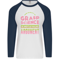 Grasp Science Funny Geek Nerd Physics Maths Mens L/S Baseball T-Shirt White/Navy Blue