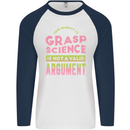 Grasp Science Funny Geek Nerd Physics Maths Mens L/S Baseball T-Shirt White/Navy Blue