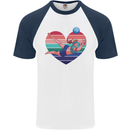 I Love Volleyball Heart Mens S/S Baseball T-Shirt White/Navy Blue