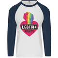 LGBTQI+ Rights Gay Pride Awareness LGBT Mens L/S Baseball T-Shirt White/Navy Blue