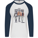 Hi-Fi Head Obscure Music Mens L/S Baseball T-Shirt White/Navy Blue