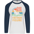 Father's Day Dad Bod It's a Father Figure Mens L/S Baseball T-Shirt White/Navy Blue