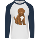 Cockapoo Dog Mens L/S Baseball T-Shirt White/Navy Blue
