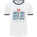 Super Mum Wife Nurse Mothers Day Gift Mens Ringer T-Shirt White/Navy Blue