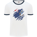 Torn Flag Tristan da Cunha Mens Ringer T-Shirt White/Navy Blue