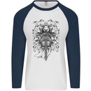 Teutonic Knight St. George's Day Crusader Mens L/S Baseball T-Shirt White/Navy Blue