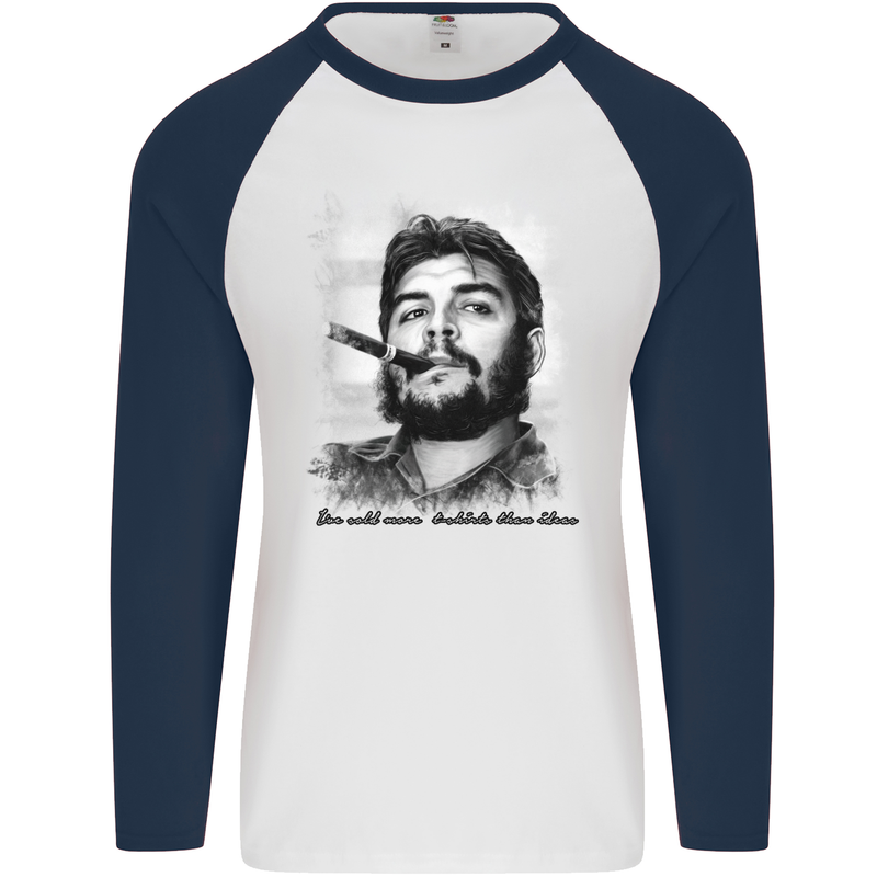 Che Guevara Sold More T-Shirts Than Ideas Mens L/S Baseball T-Shirt White/Navy Blue