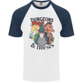 Dungeons & Horses Role Play Games RPG Mens S/S Baseball T-Shirt White/Navy Blue