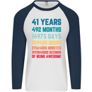 41st Birthday 41 Year Old Mens L/S Baseball T-Shirt White/Navy Blue