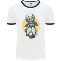 Mod Scooter Moped Skull Mens Ringer T-Shirt White/Navy Blue