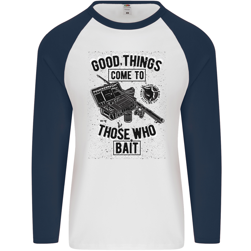 Those Who Bait Fishing Fisherman Funny Mens L/S Baseball T-Shirt White/Navy Blue