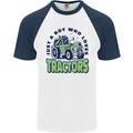 Just a Boy Who Loves Tractors Farmer Mens S/S Baseball T-Shirt White/Navy Blue