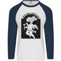 Mushrooms Earth Made Heaven Sent Fungi Mens L/S Baseball T-Shirt White/Navy Blue