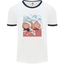 Petanque Balls Boules Bowls Mens Ringer T-Shirt White/Navy Blue