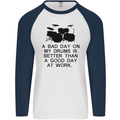 A Bad Day on My Drums Drummer Drumming Mens L/S Baseball T-Shirt White/Navy Blue