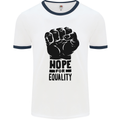 Hope for Equality Black Lives Matter LGBT Mens Ringer T-Shirt White/Navy Blue