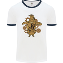 A Steampunk Penguin Mens Ringer T-Shirt White/Navy Blue