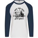Viking May the Odds Be In Your Favour Mens L/S Baseball T-Shirt White/Navy Blue