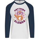 Sloth Anything I Can Do Slower Funny Mens L/S Baseball T-Shirt White/Navy Blue