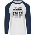 If Papa Cant Fix It Fathers Day Tradesman Mens L/S Baseball T-Shirt White/Navy Blue