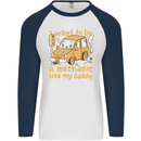 I Want to Be a Mechanic Like My Daddy Mens L/S Baseball T-Shirt White/Navy Blue