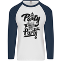 A Party Without Beer Alcohol Funny Beer Gin Mens L/S Baseball T-Shirt White/Navy Blue