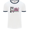 Husky Alaskan I Dont Like People Mornings Mens Ringer T-Shirt White/Navy Blue