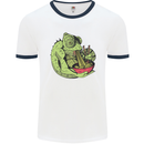 A Chameleon Eating Ramen Mens Ringer T-Shirt White/Navy Blue